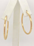 925 Sterling Silver Gold Plated Round Hoop Loop Earrings Hollow 1.35" 2.25mm 2g