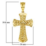 14k Yellow Gold Diamond Cut Jesus Christ Crucifix Cross Religious Pendant 2.4"