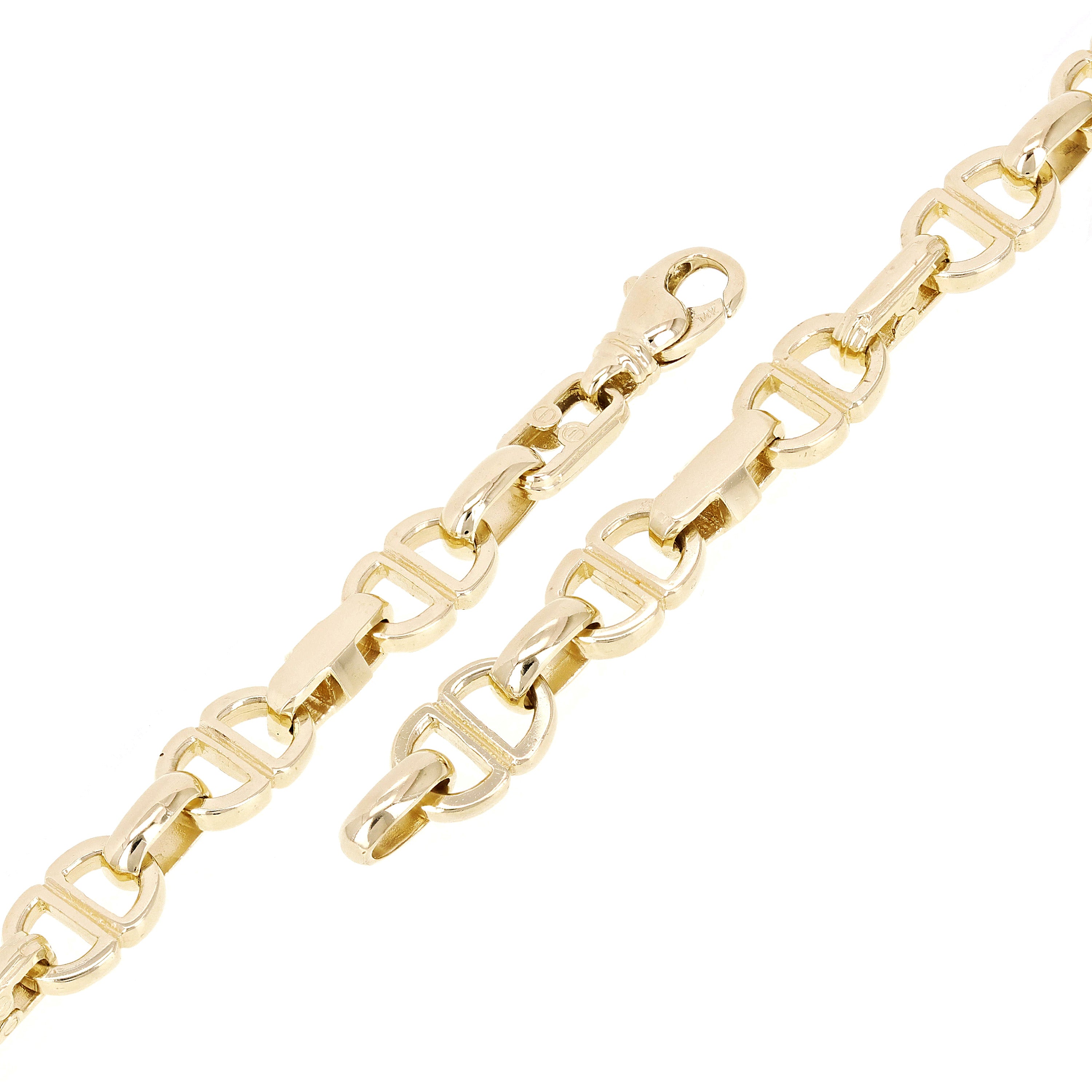 14k Yellow Gold Solid Handmade Oval Link Chain Bracelet 8.25" 9.3mm 34.2 grams