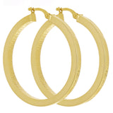 Italian 14k Yellow Gold Greek Key Hollow Hoop Earrings 1.2" 3mm 3.2 grams