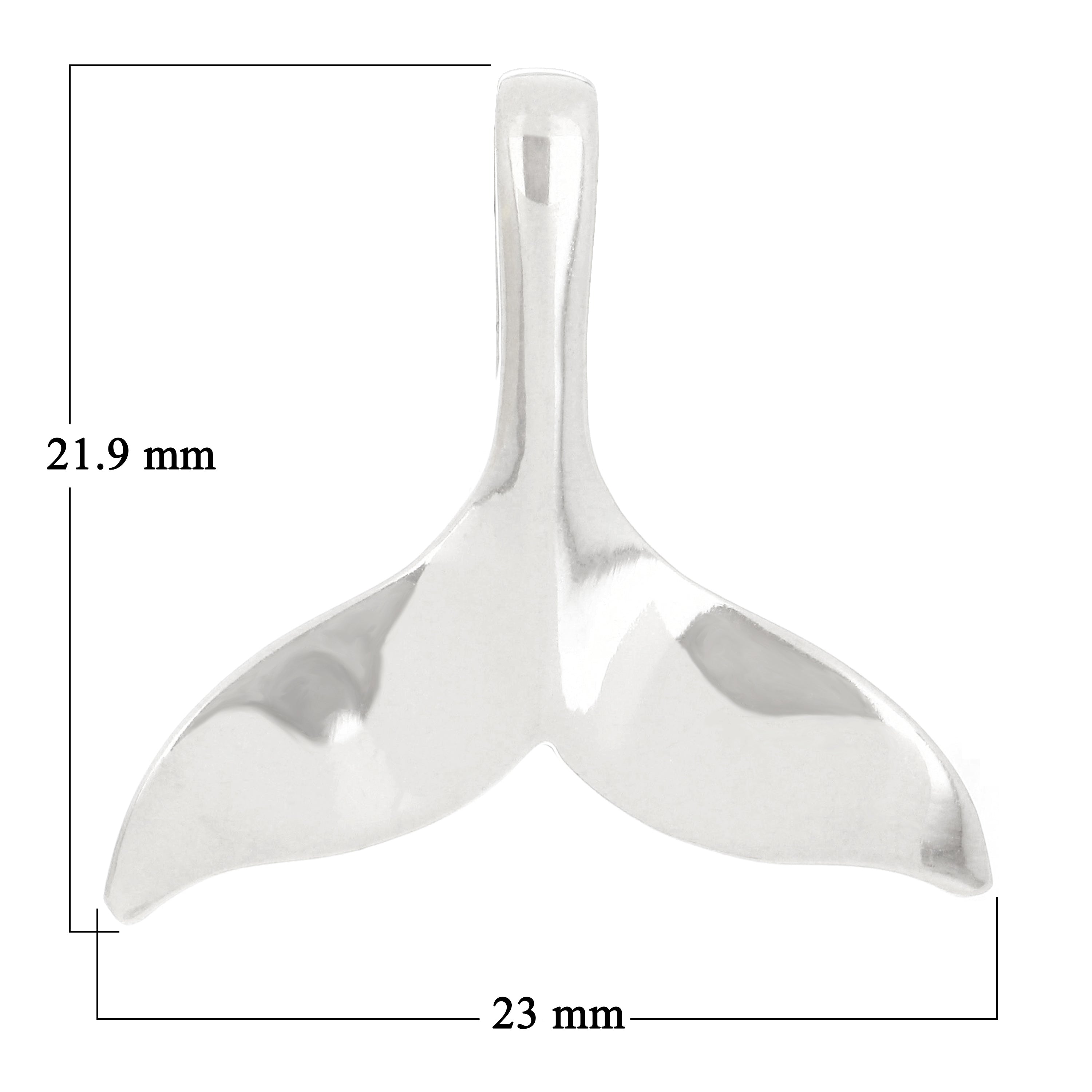 14k White Gold Polished Whale Tail Pendant - White
