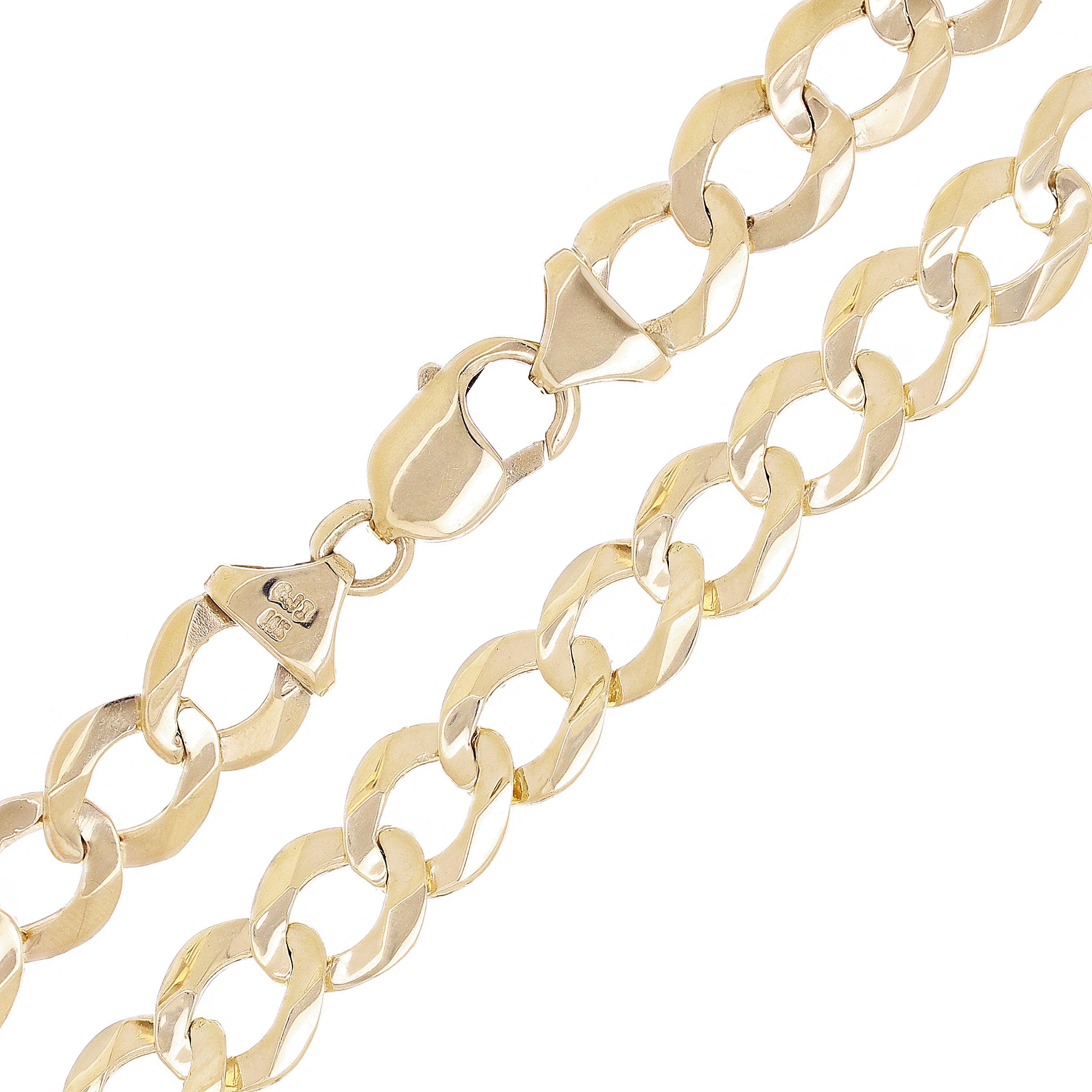 Men's 14k Yellow White or Rose Gold Solid Flat Cuban Chain Link Necklace 22" - 30" 11.5mm