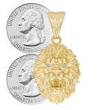 14k Yellow Gold 3D Lion Head Charm Pendant 1.8" with Diamond Eyes 12 grams - Medium 12 grams