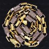 14k Two Tone Gold Solid Handmade Greek Key Link Necklace 11mm 24" 275.4 grams - 24" 275.4 grams