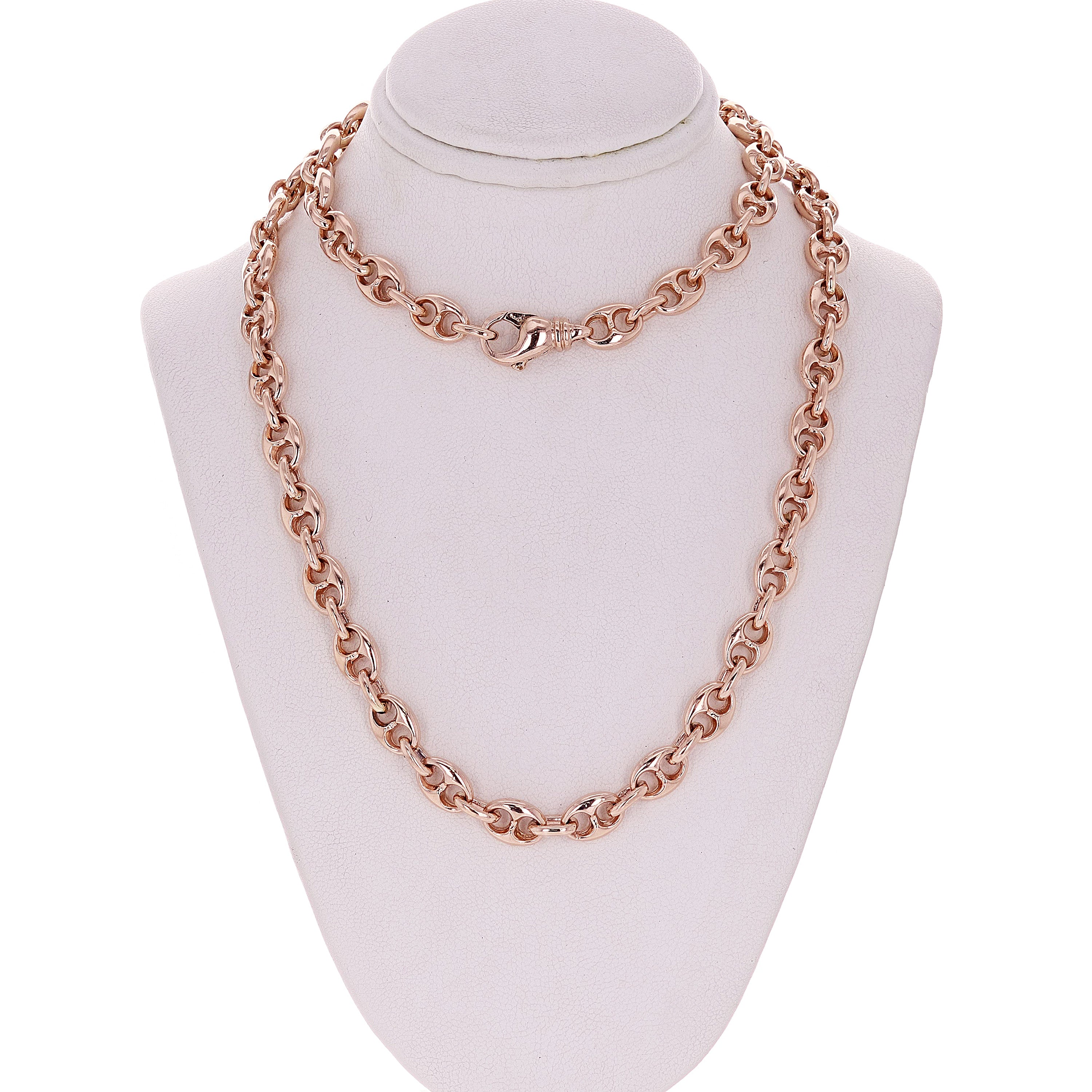 14k Rose Gold Solid Fancy Handmade Link Chain Necklace 26.5" 4.85mm 37 grams