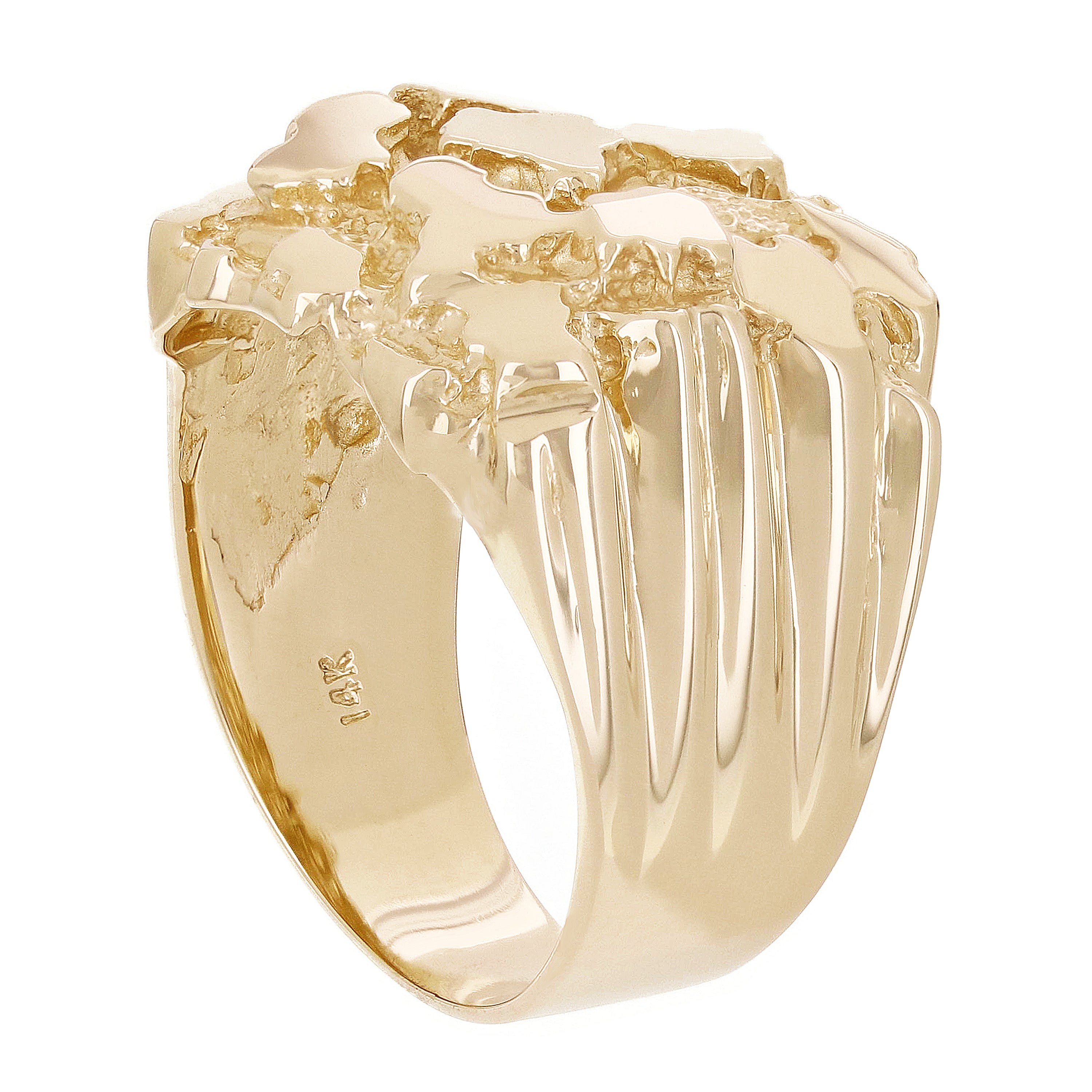 14k Yellow Gold Solid Heavy Nugget Style Ring Band 20mm Size 7 - Ring Size 7