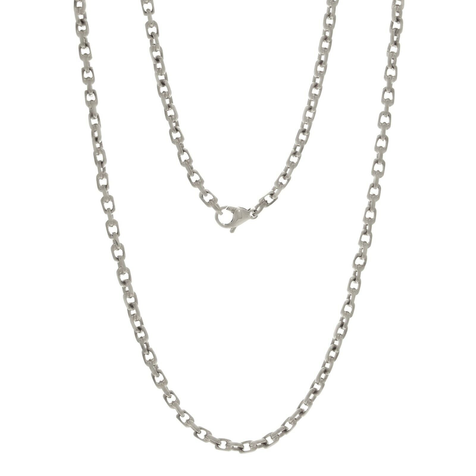 14k White Gold Handmade Fashion Link Necklace 18" 4.5mm 33.3 grams