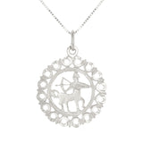 14k White Gold Zodiac Sign Sagittarius Pendant Necklace 18" - Sagittarius,White