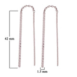 14k White Gold Drop Dangle Threader Double Bar Stick Earrings - White