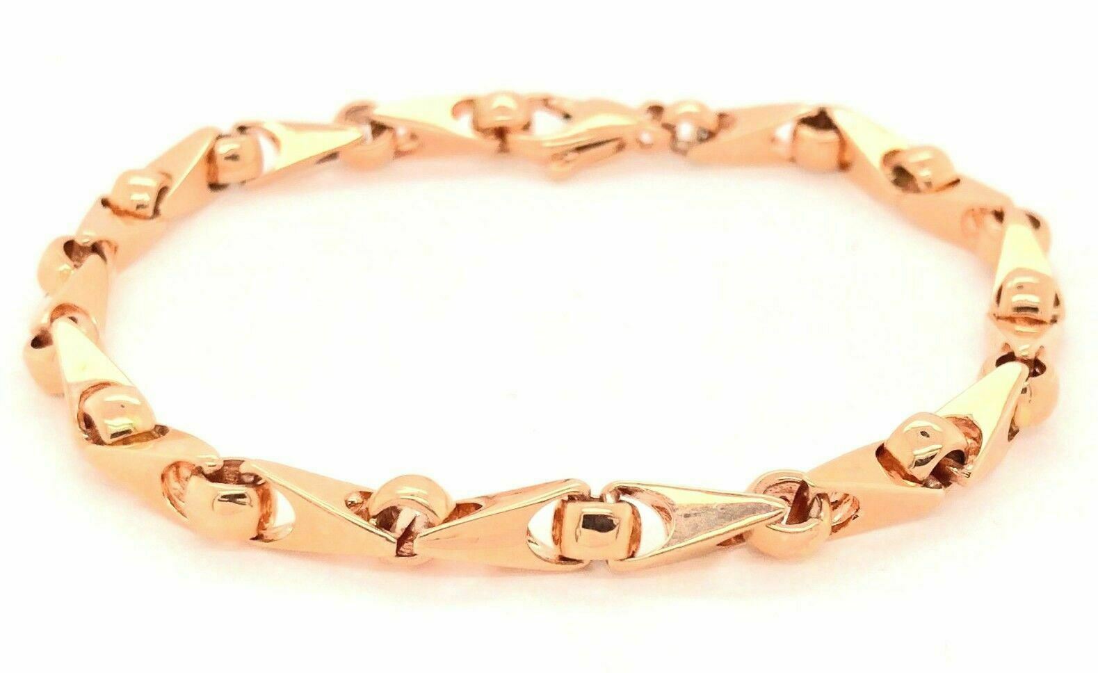 14k Rose Gold Handmade Fashion Link Bracelet 7.5" 5mm 19 grams - Rose,7.5"