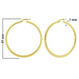 Italian 14k Yellow Gold Hollow High Polished Round Hoop Earrings 3mm 1.9" 3.8g