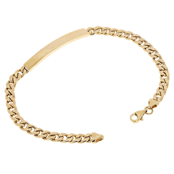 Italian 14k Yellow Gold Engravable Cuban ID Bracelet 8.5