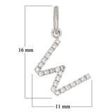 14k White Gold Diamond Initial Letter W Charm Pendant - Letter W,White
