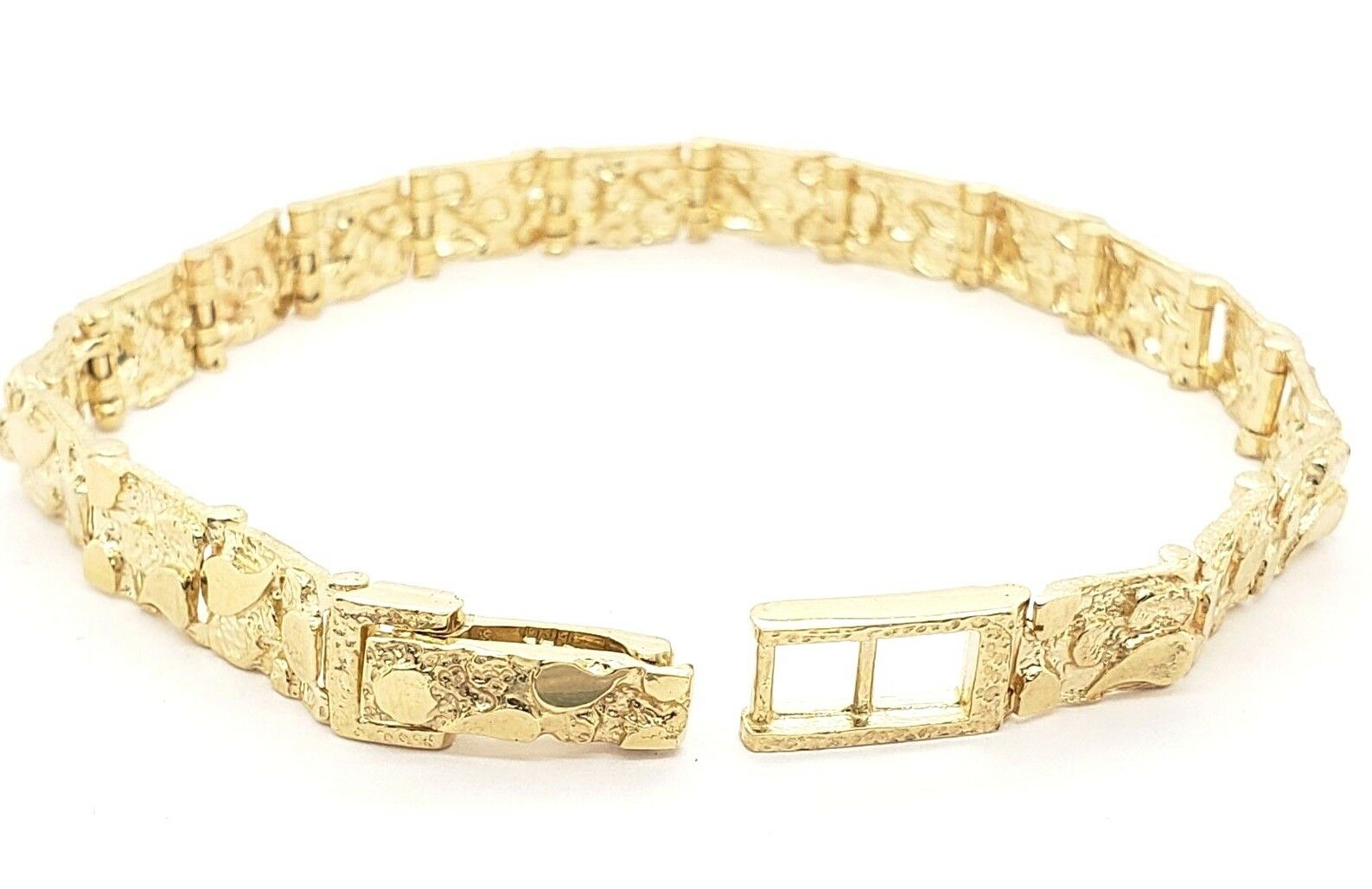 10k Yellow Gold Solid Nugget Bracelet 8- 8.5" 7mm 15.4 grams