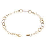 Italian 14k Yellow & White Gold Hollow Oval & Round Link Bracelet 7.25" 6mm 2g
