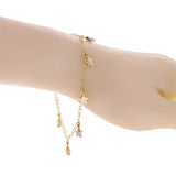 Italian 14k Tri-Color Gold Star Charm Rolo Chain Anklet/Bracelet 10" 3.9 grams