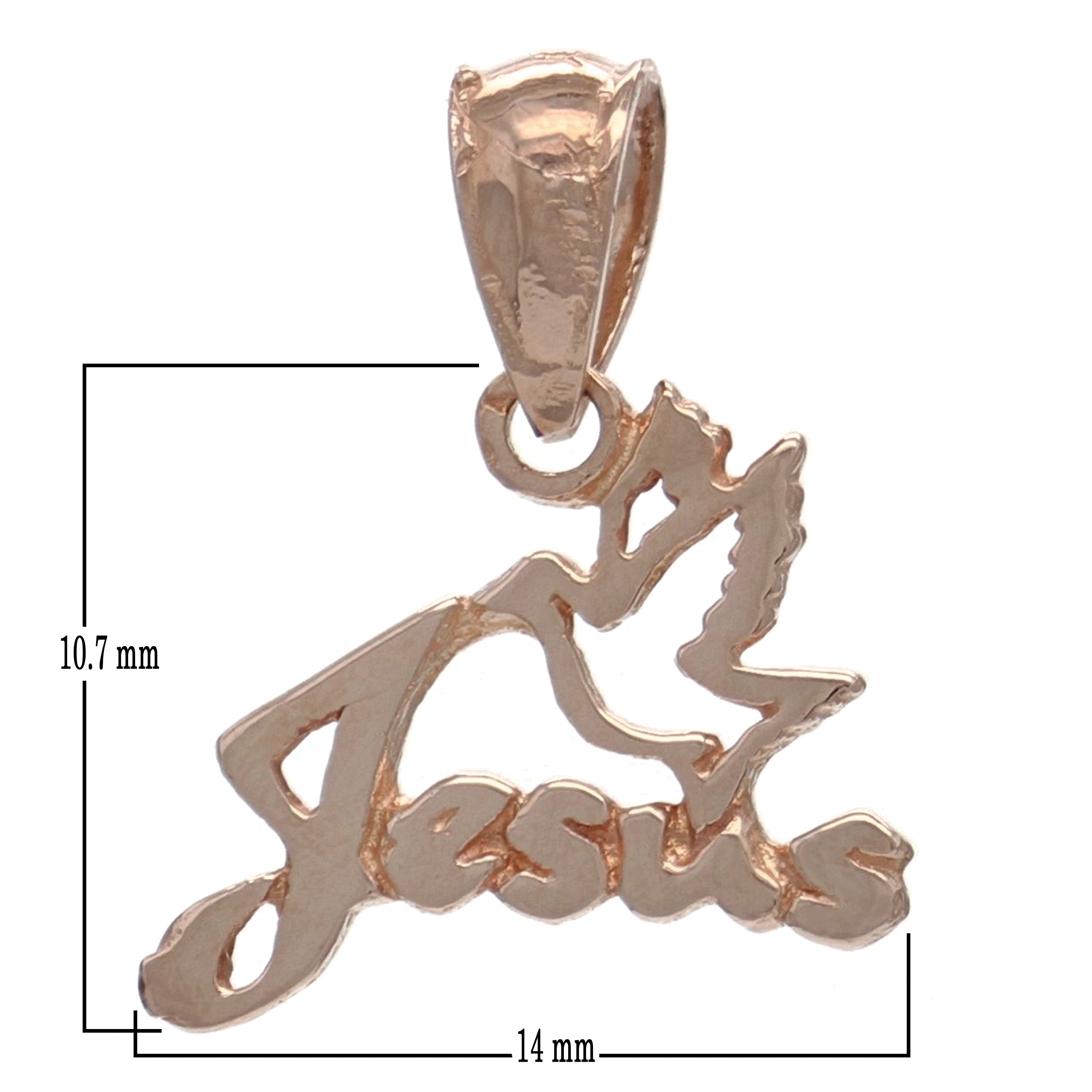 14k Rose Gold Solid Dove Jesus Religious Charm Pendant 0.9 gram - Rose