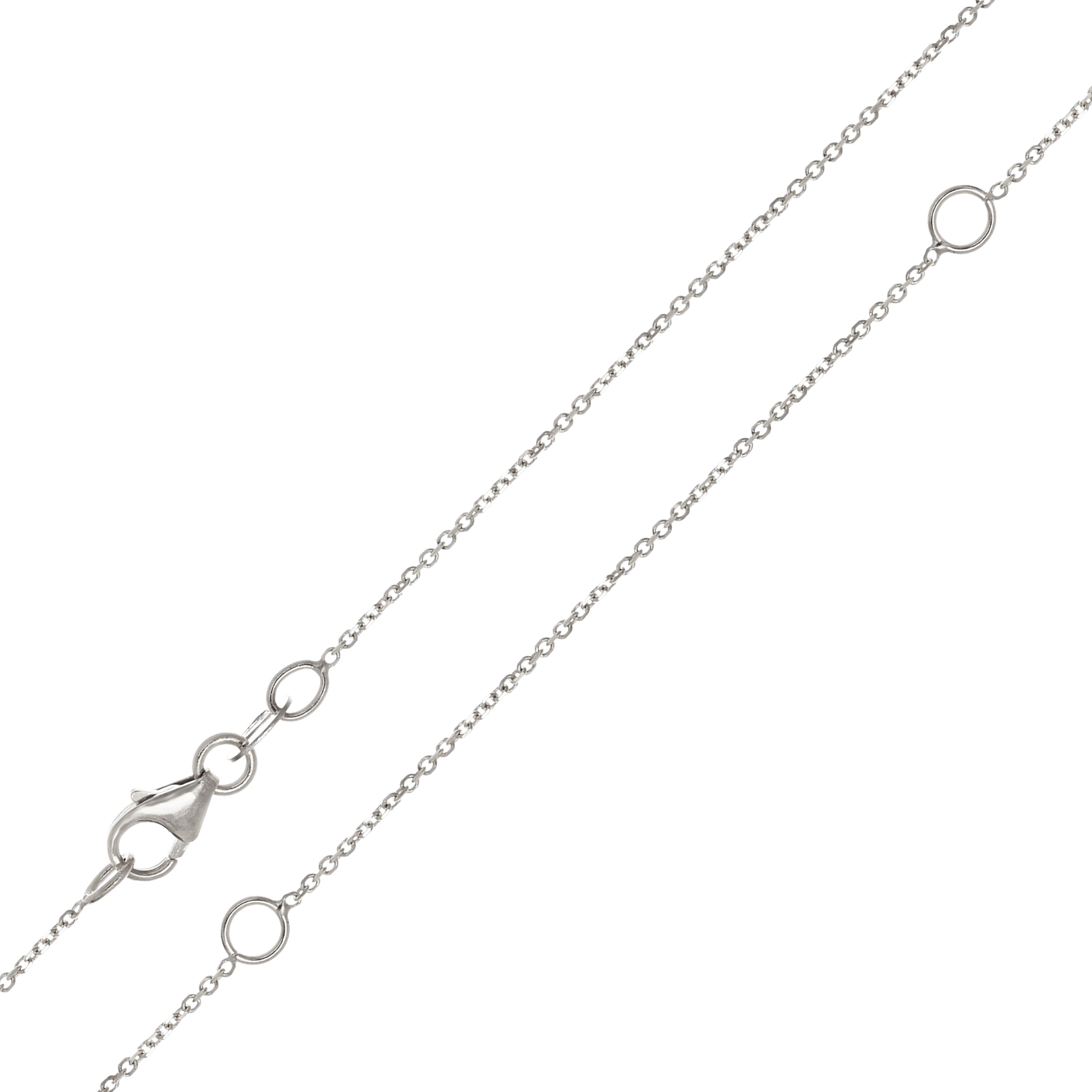 Italian 14k White Gold Rolo Chain Necklace Adjustable 16-20" 0.9mm 1.5 grams - 0.9 mm