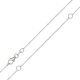 Italian 14k White Gold Rolo Chain Necklace Adjustable 16-20" 0.9mm 1.5 grams - 0.9 mm