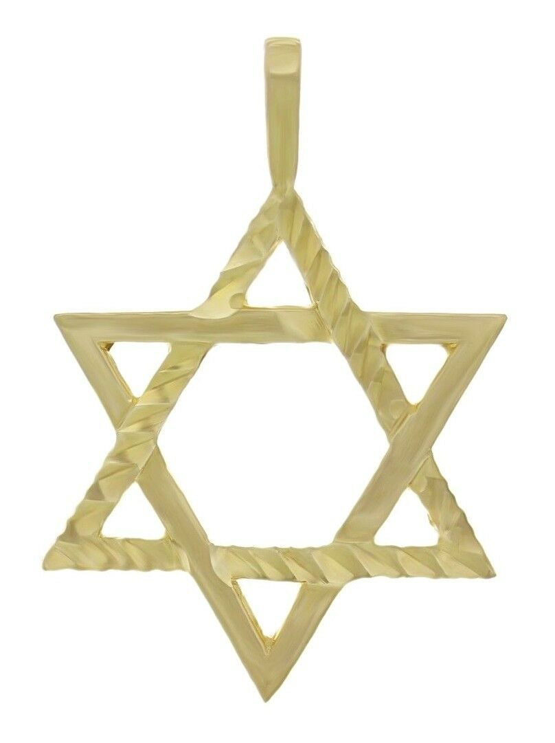 14k Yellow Gold Diamond Cut Jewish Star of David Charm Pendant 3.3 grams