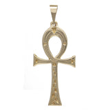 "14k Yellow Gold Egyptian Ankh Cross Pendant Religious Charm 2"" 10.7 grams - Yellow" - Yellow