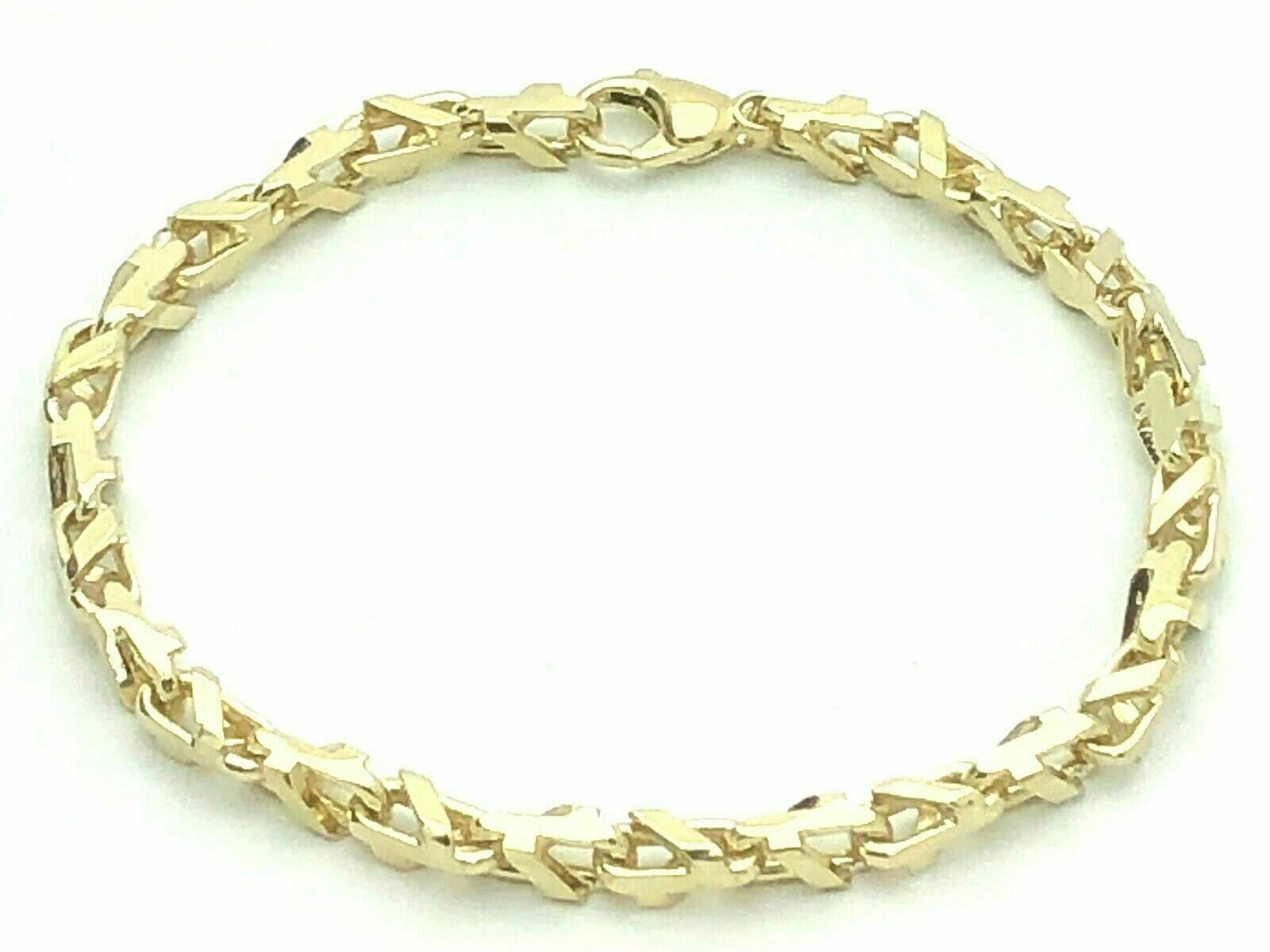 Men's 14k Yellow Gold Handmade Fashion Link Bracelet 8" 4.7mm 20.9 grams - 8"