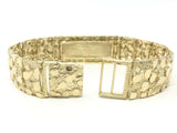 Men's 10k Yellow Gold Solid Nugget ID Bracelet Adjustable 8" 21mm 51.9 grams