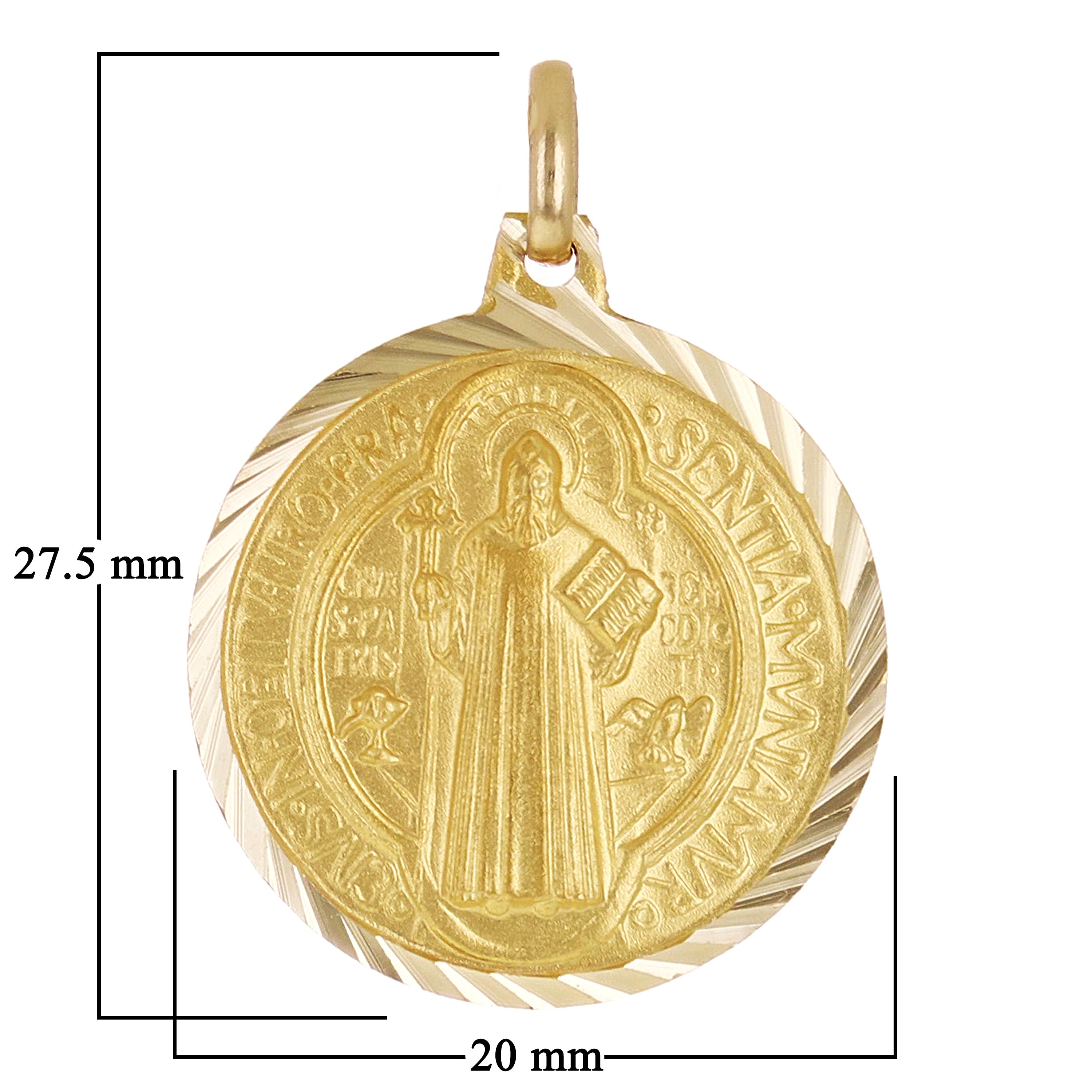 Italian 14k Yellow Gold Gold Saint Benedict Medal Charm Pendant 1.1" 3.3 grams - 1.1" 3.3 grams