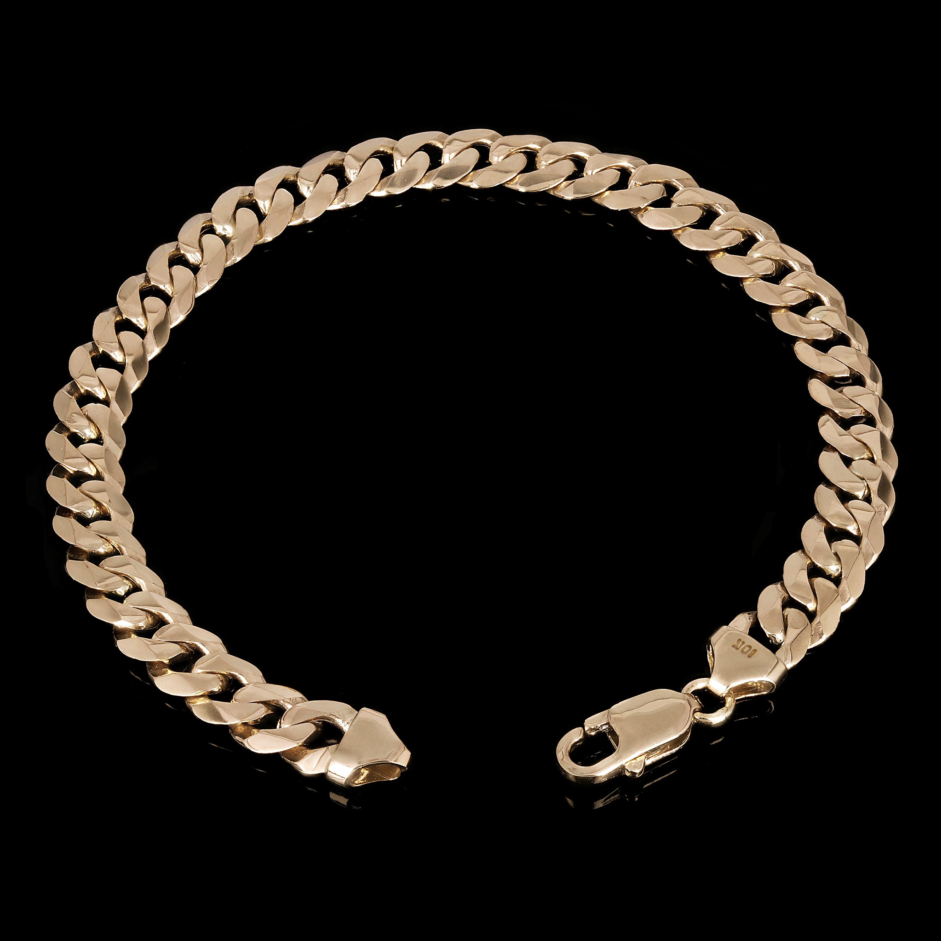 10k Yellow Gold Solid Curb Cuban Link Chain Bracelet 7" 8mm 18.4 grams - 7"