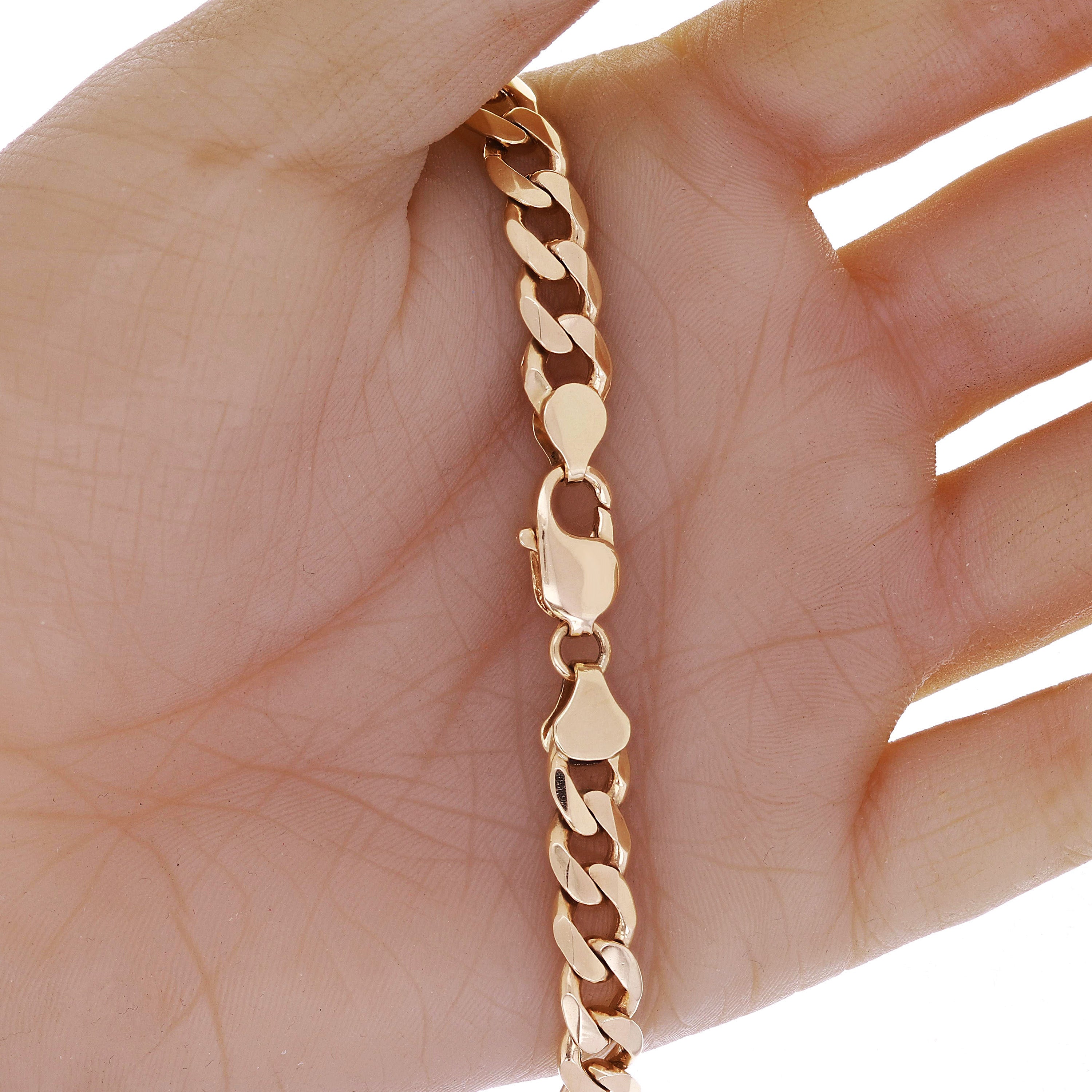 10k Yellow Gold Solid Curb Cuban Link Chain Bracelet 7" 7.8mm 18.4 grams - 7" 18.4 grams