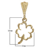 14k Yellow Gold Outlined Flower Lucky Four Leaf Clover Charm Pendant 0.6 gram - Yellow