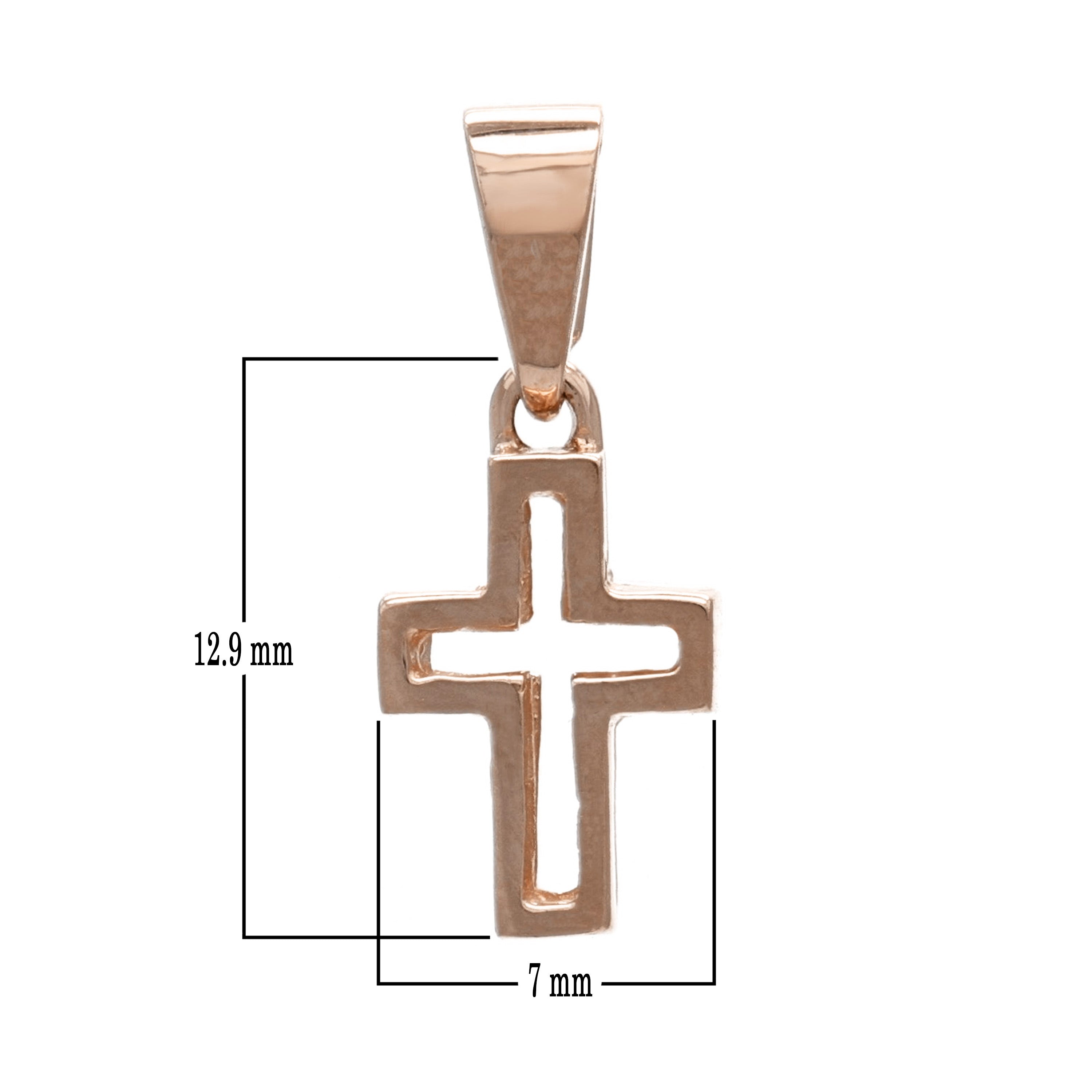 14k Rose Gold Double Sided Open Cross Religious Charm Pendant 1.2 grams - Rose