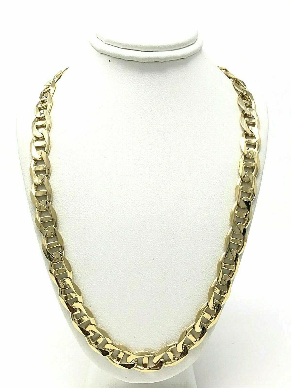 10k Yellow Gold Concave Mariner Chain Necklace 26" 10mm 78 grams - 26"