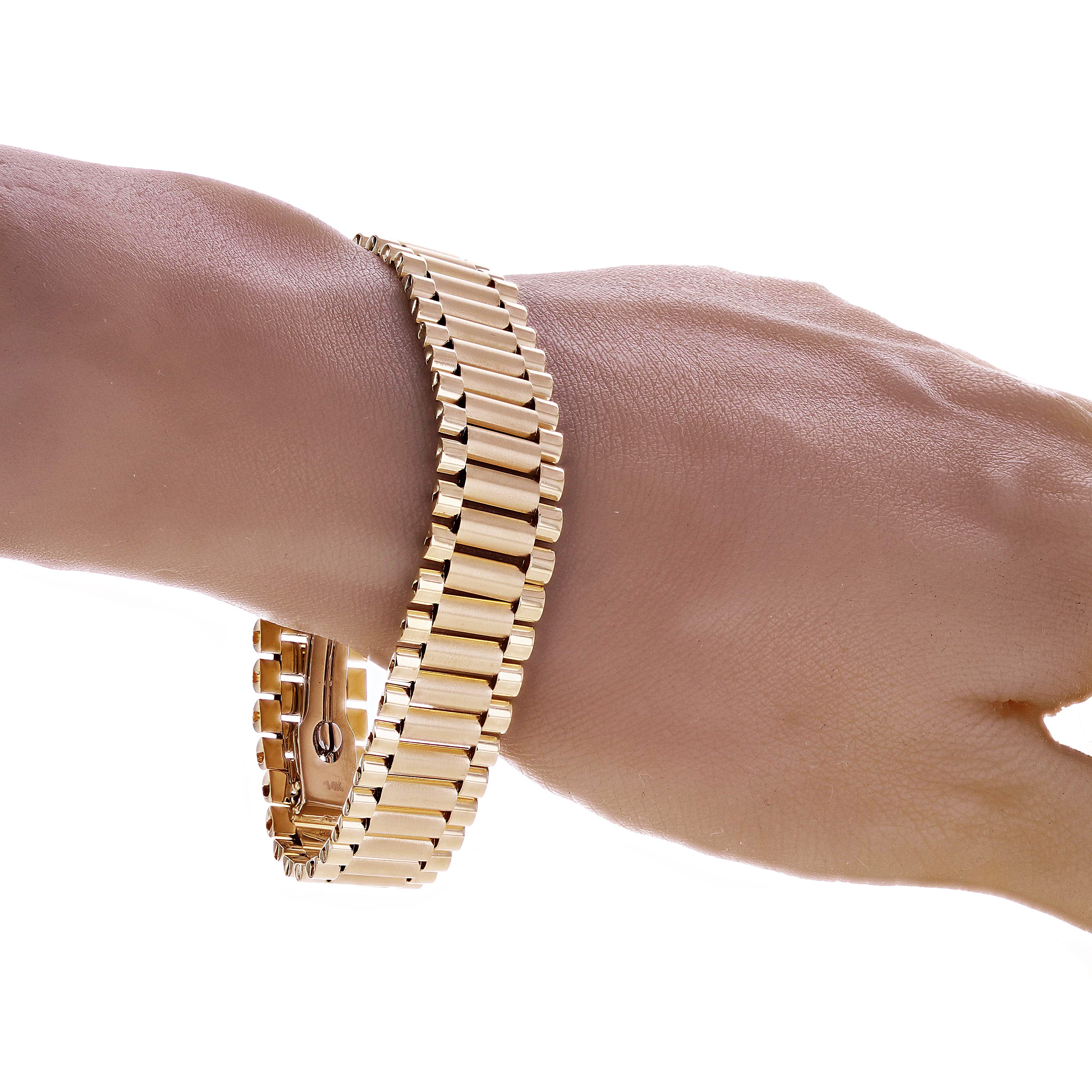 Italian 14k Yellow Gold Watch Link Bracelet 8" 15.2mm 35.5 grams - 35.5 grams