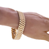 Italian 14k Yellow Gold Watch Link Bracelet 8" 15.2mm 35.5 grams - 35.5 grams