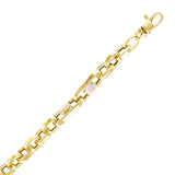 Italian 14k Yellow & White Hollow Oval Link Bracelet 8" 6mm 9.7 grams