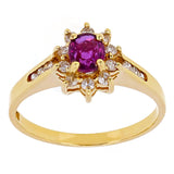 14k Yellow Gold 0.12cw Ruby & Diamond Cluster Ring Size 6