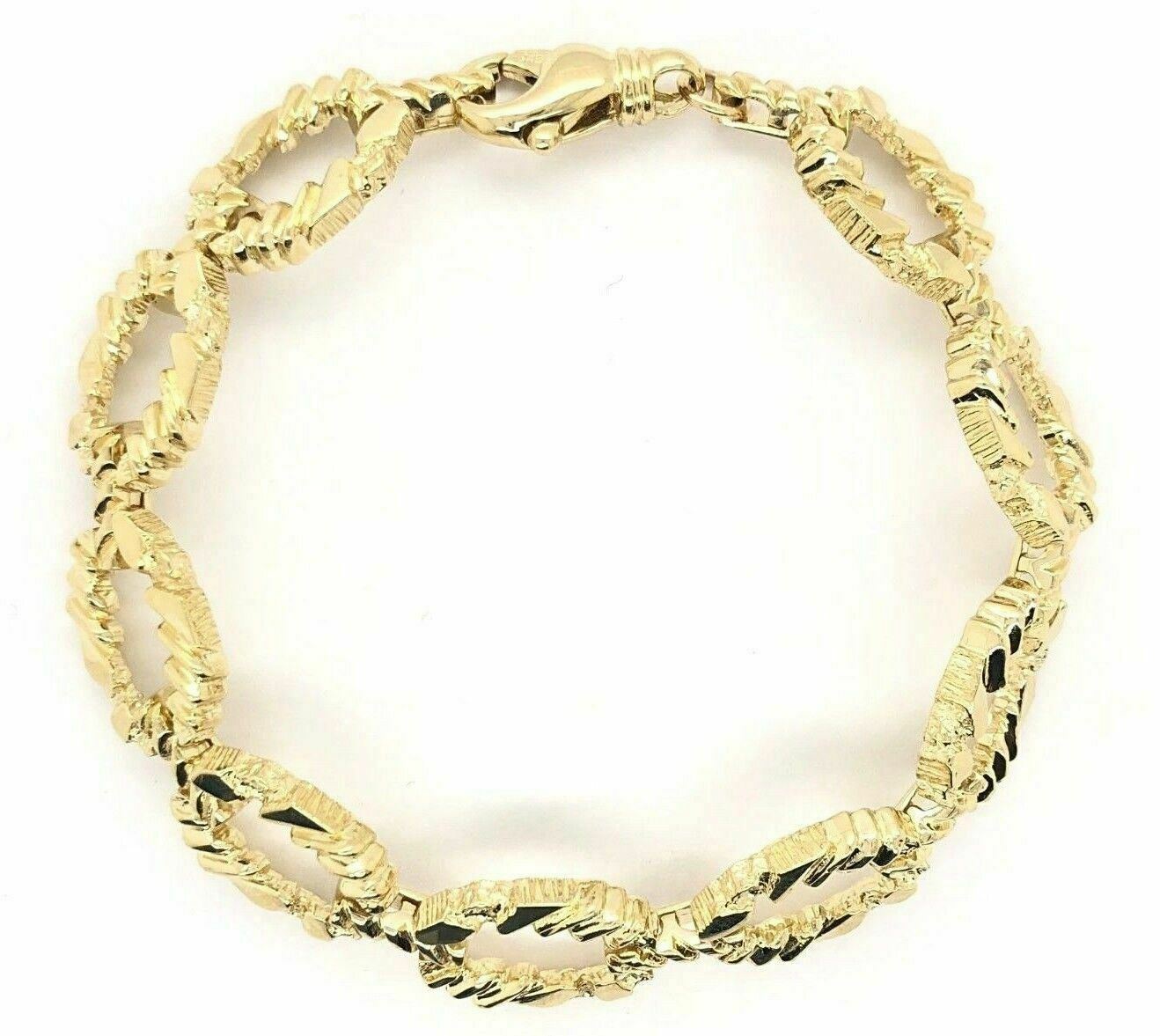 14k Yellow Gold Oval Link Nugget Bracelet 7.25" 11.7mm 26 grams - Yellow,7.25"