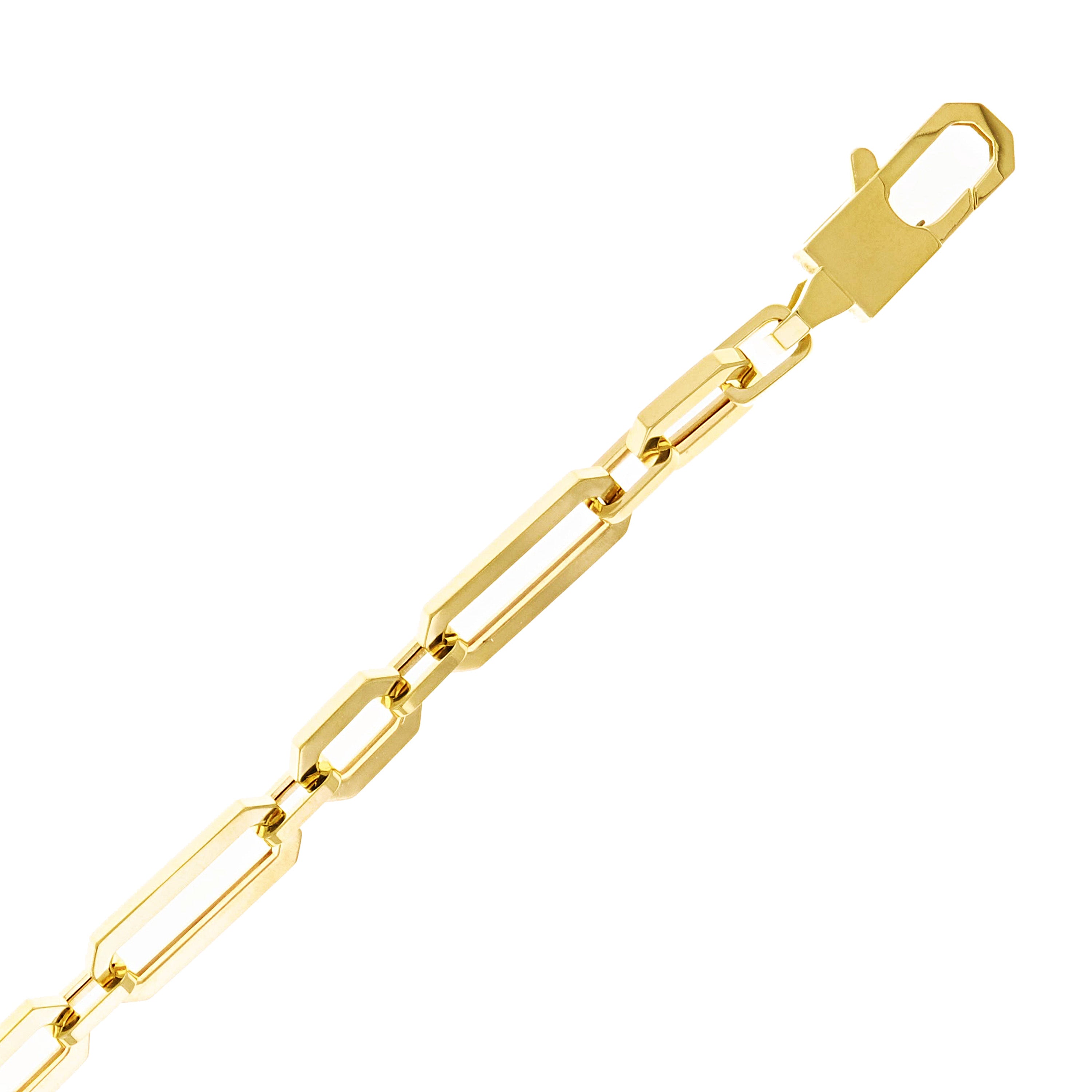 Italian 14k Yellow Gold Oval & Paper Clip Link Chain Bracelet 7.5" 6mm 7.2 grams