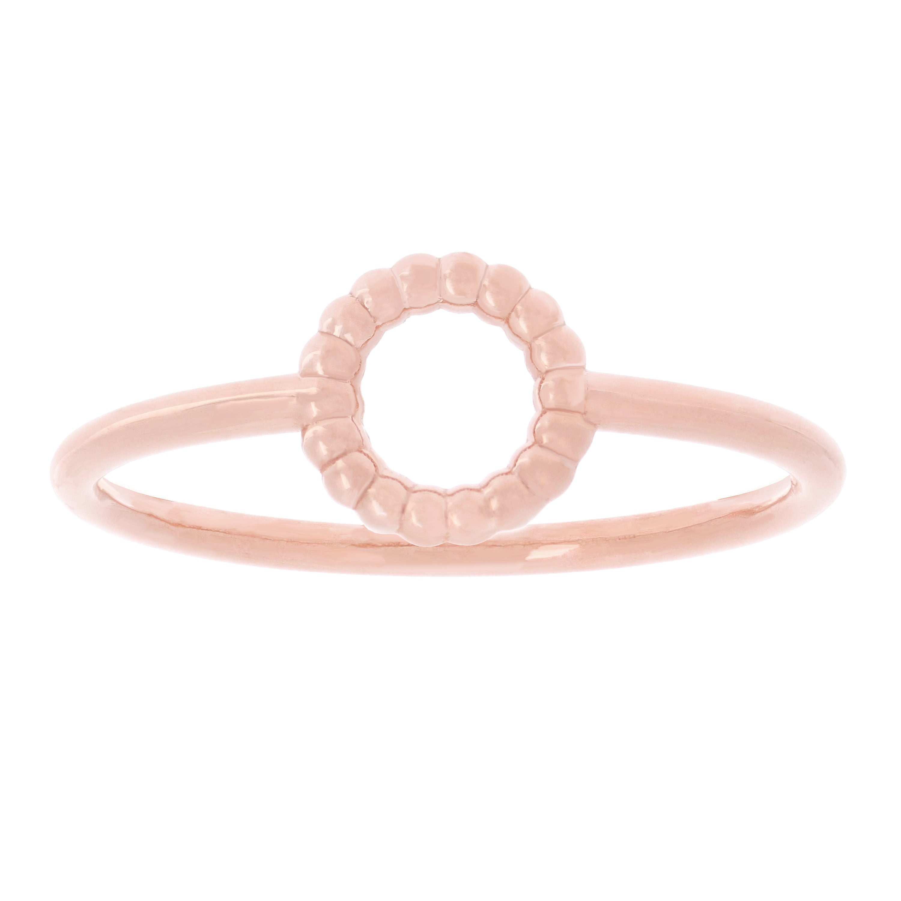 14k Rose Gold Bright Polished Twisted Open Circle Slim Stackable Ring Size 7 - Rose
