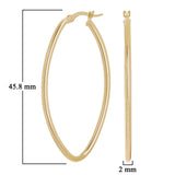 Italian 14k Yellow Gold Polished Oval Dangle Hoop Earrings 1.8" 2mm 1.8 grams