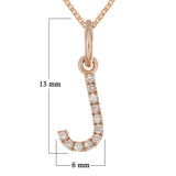 14k Rose Gold Diamond Initial Letter J Charm Pendant Necklace 18" - Letter J,Rose