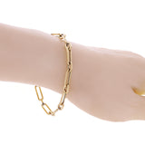 Italian 14k Yellow Gold Hollow Paper Clip Chain Bracelet 7.75" 4.9mm 4.8 grams - 7.75" 4.8 grams