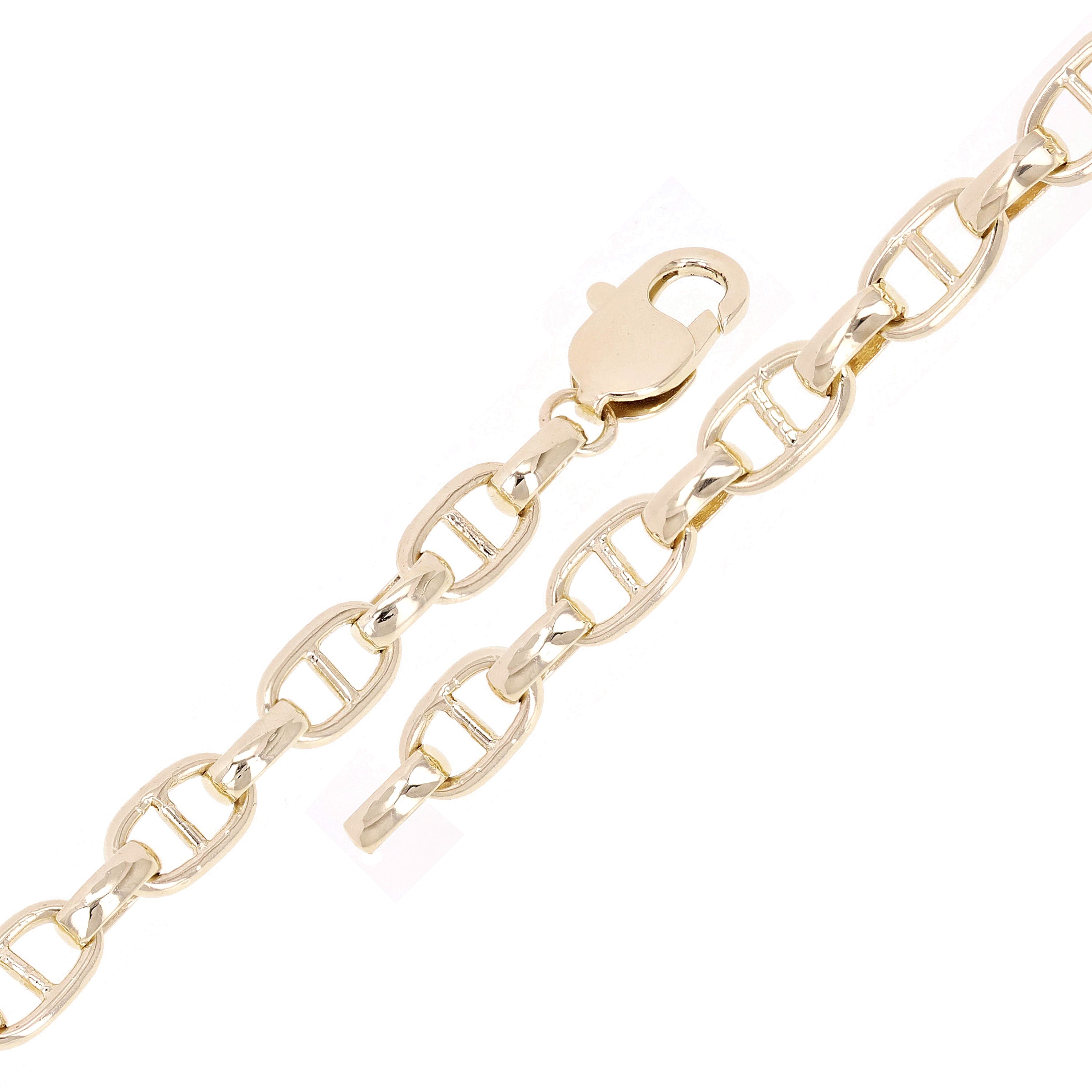 10k Yellow Gold Solid Oval Mariner Link Chain Bracelet 7" 6.7mm 12.3 grams - 7"