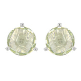 14k White Gold Green Amethyst Quartz Stud Earrings