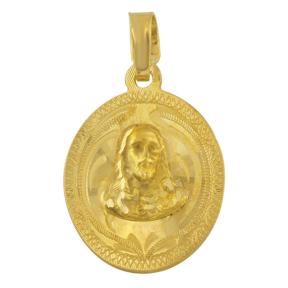 14k Yellow Gold Sacred Heart of Jesus Christ Charm Pendant 25mm x 14.6mm 1.7gram