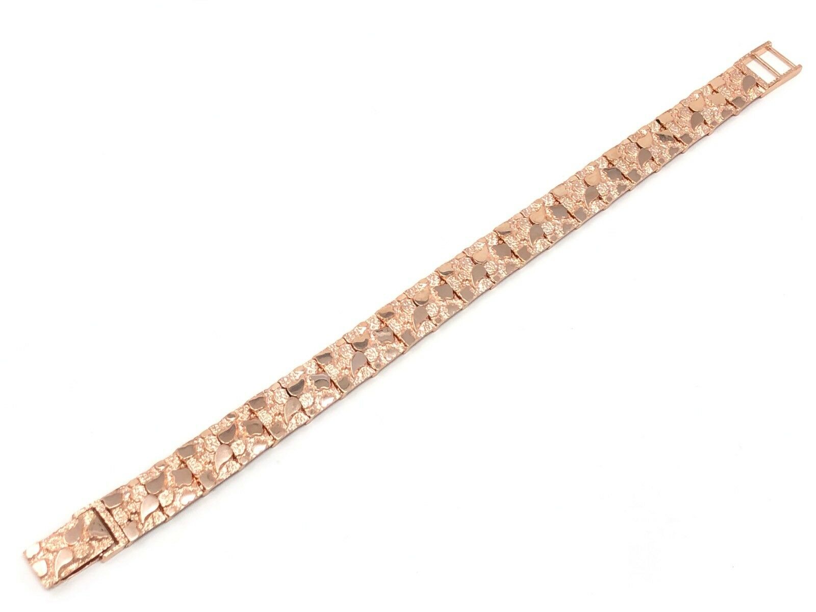10k Rose Gold Solid Nugget Bracelet Adjustable 8.75"-9.25" 12.3mm 31.2 grams