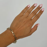 14k Yellow Gold Solid Handmade Paper Clip Chain Bracelet 7" 6.7mm 17 grams - Yellow,7" 17 grams