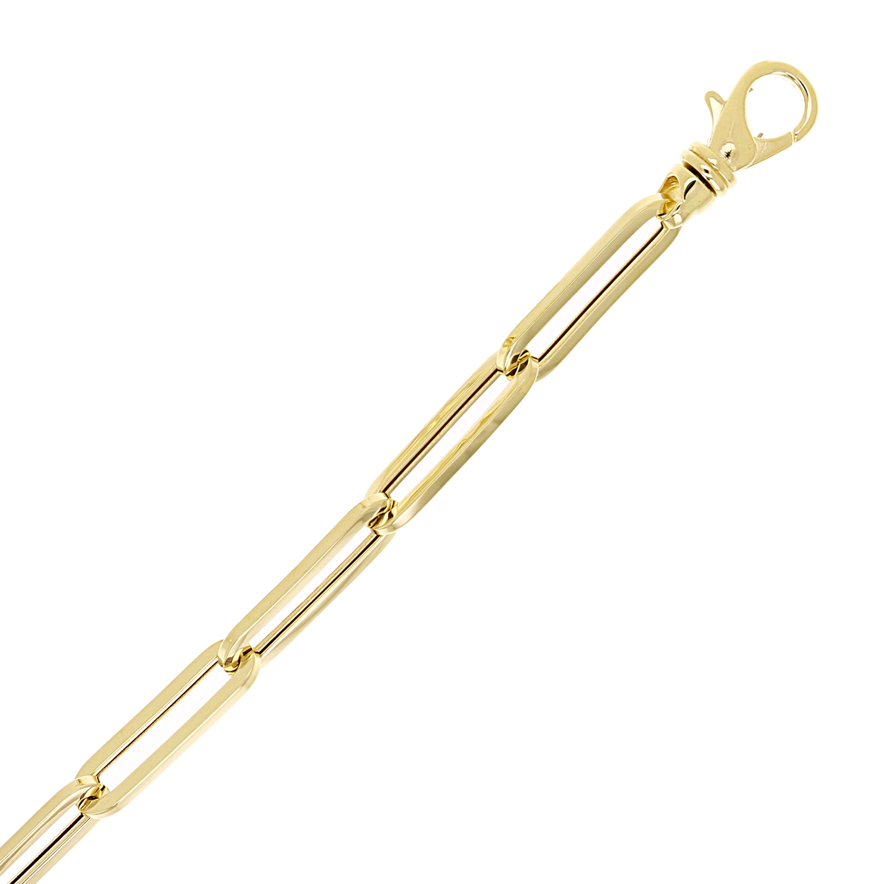 Italian 14k Yellow Gold Oval Twisted & Paper Clip Link Bracelet 8" 6mm 7.7 grams
