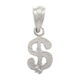 14k White Gold Money Dollar Sign Charm Pendant 0.5 gram Small - White